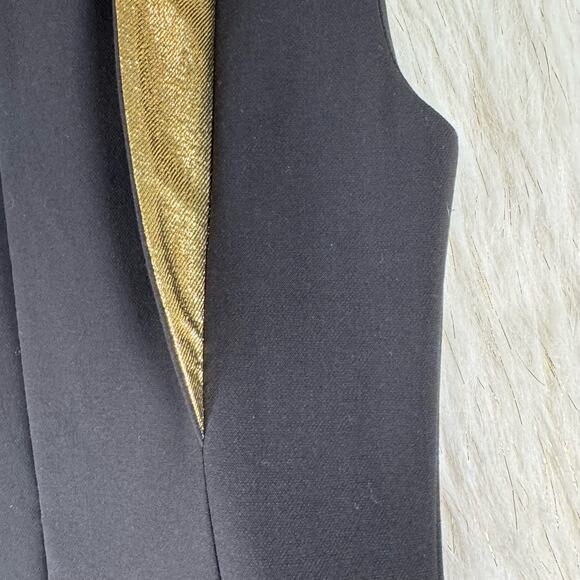 Sandro Black Embellished Evening Dress Bodycon Gold Accent Sleeveless Size 8 - Picture 4 of 8